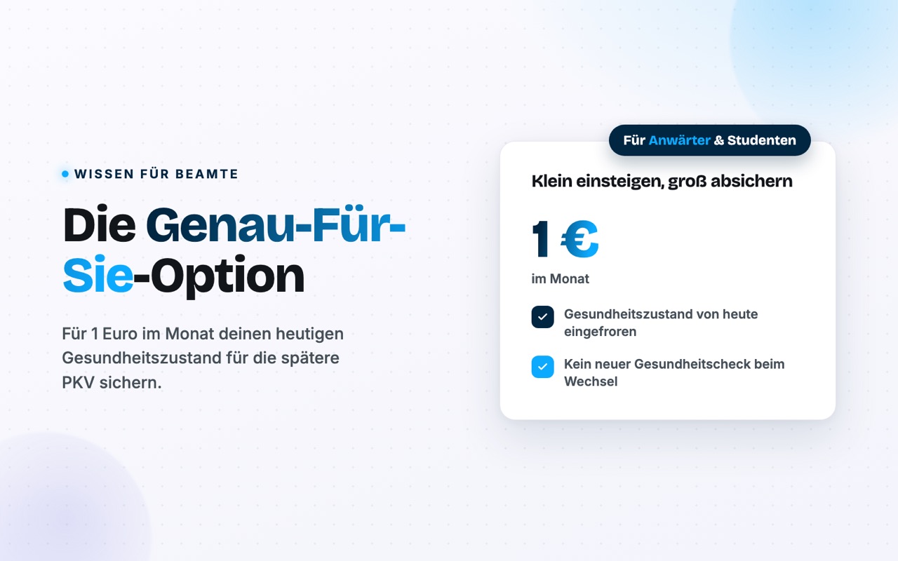Genau-Für-Sie-Option: Für 1 Euro im Monat den Gesundheitszustand sichern